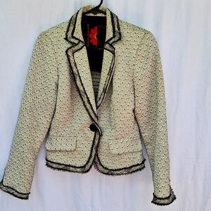 Debbie Shuchat Collection women's tweed blazer size 4 cream black
